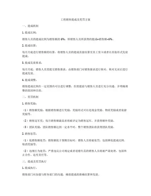 工程销售提成及奖罚方案