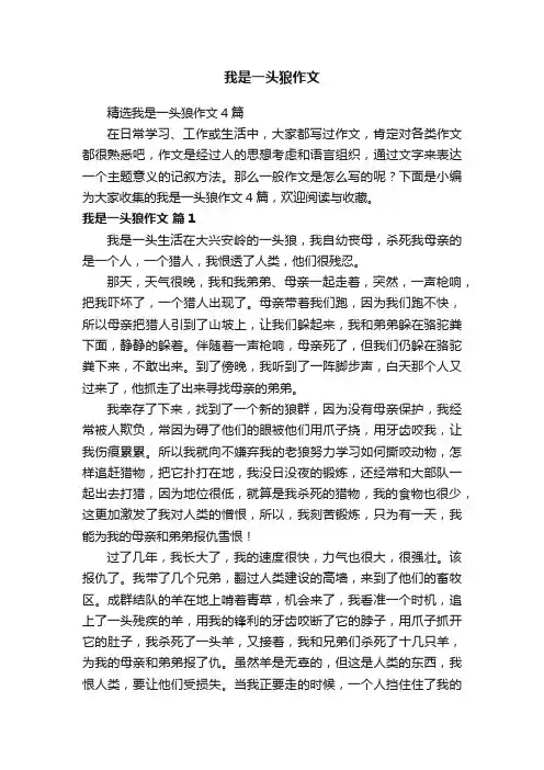 精选我是一头狼作文4篇