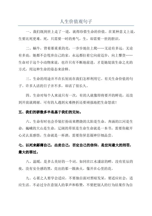 人生价值观句子