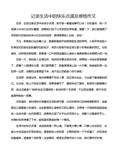 记录生活中的快乐点滴及感悟作文