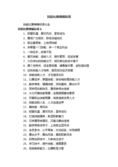 技能比赛横幅标语