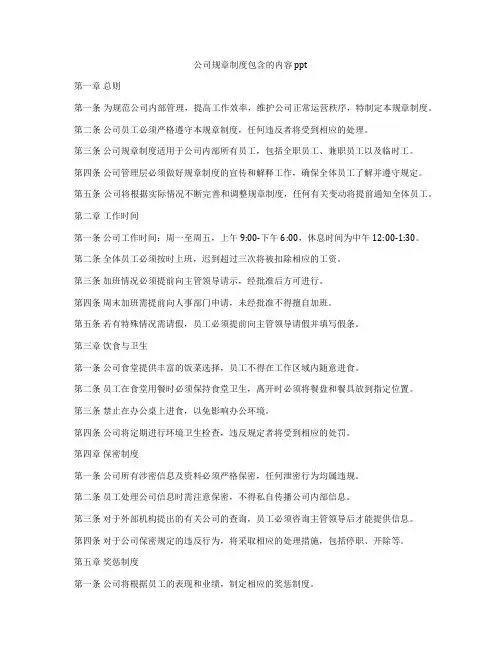 公司规章制度包含的内容ppt