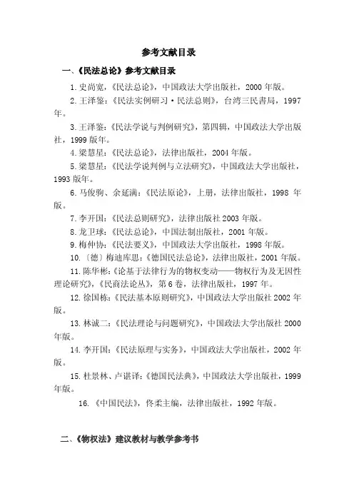 民法学参考文献目录.doc