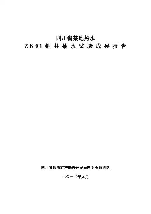 某地热水抽水试验报告
