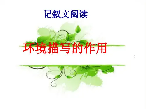 记叙文阅读——环境描写的作用