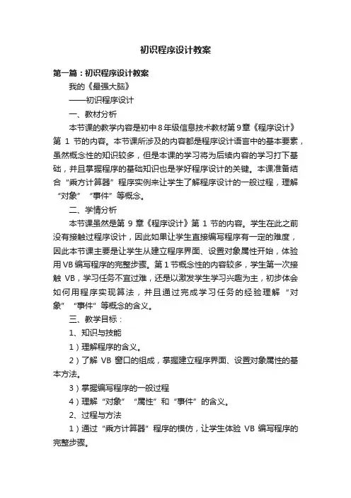 初识程序设计教案