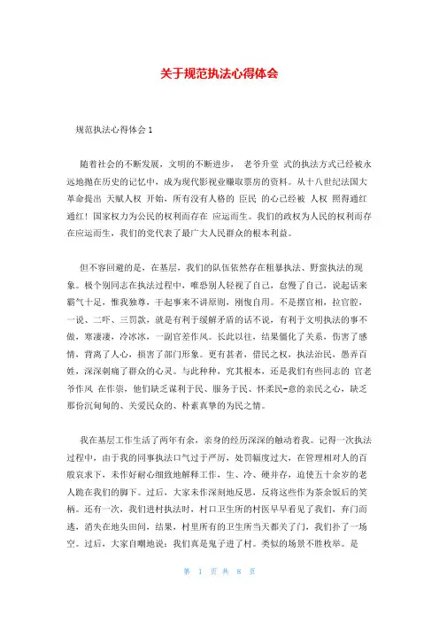 关于规范执法心得体会