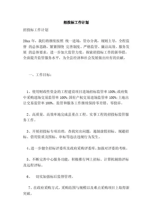 招投标工作计划