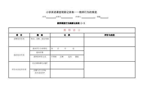 课堂观察量表(教师行为)