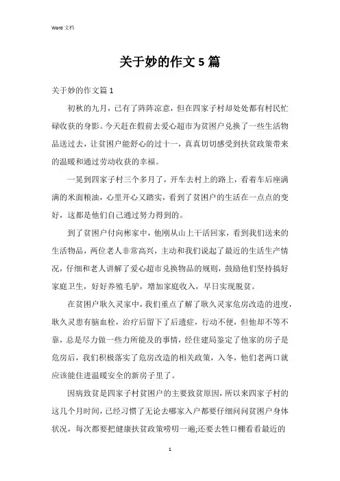 关于妙的作文5篇