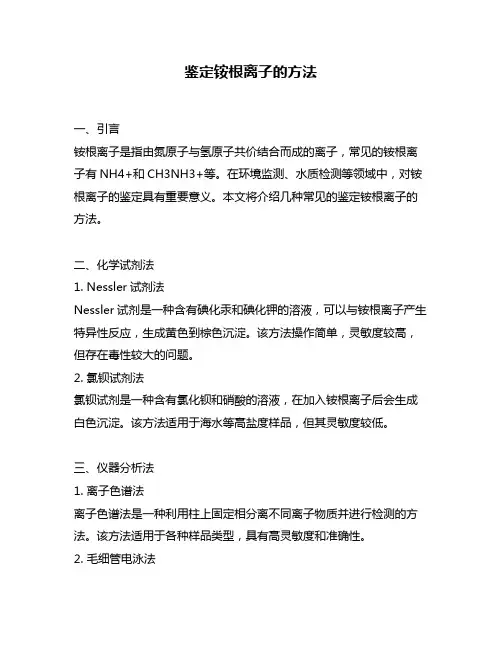 鉴定铵根离子的方法