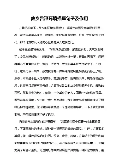 故乡鲁迅环境描写句子及作用