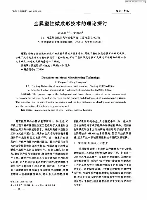 金属塑性微成形技术的理论探讨