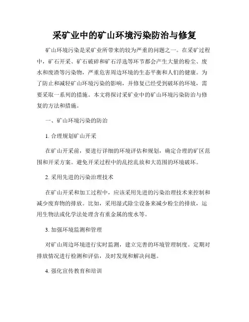 采矿业中的矿山环境污染防治与修复