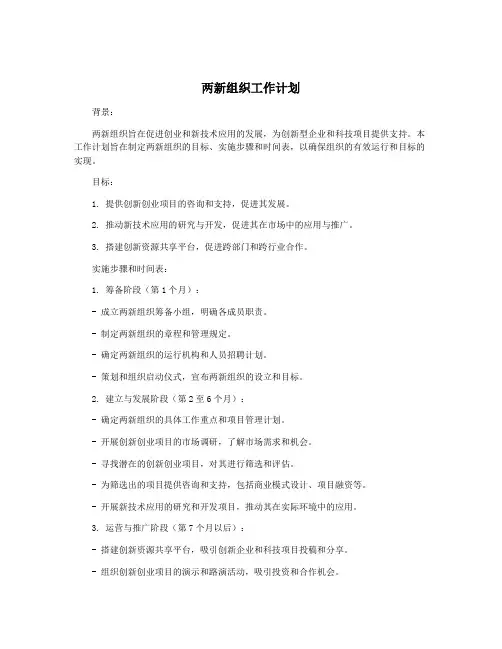 两新组织工作计划