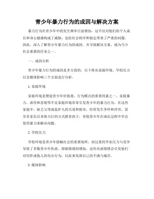 青少年暴力行为的成因与解决方案