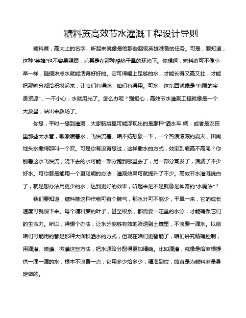 糖料蔗高效节水灌溉工程设计导则