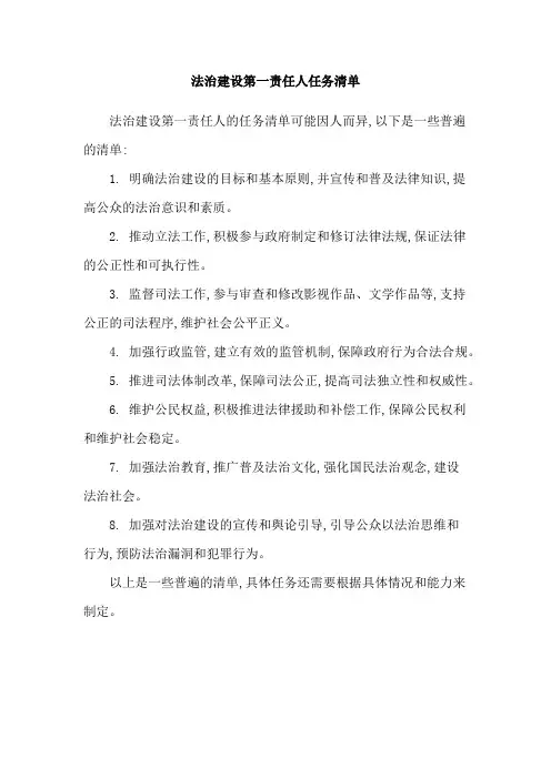 法治建设第一责任人任务清单