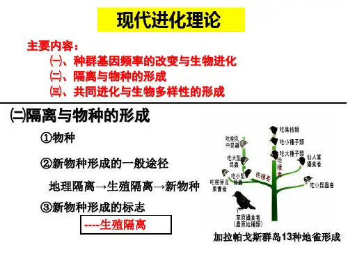现代生物进化理论的主要内容