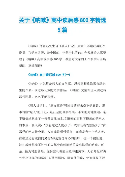 关于《呐喊》高中读后感800字精选5篇