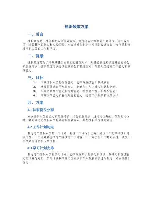 挂职锻炼方案