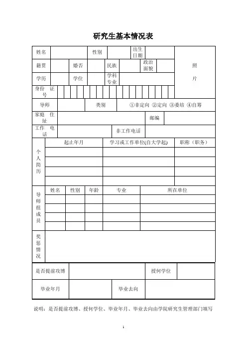 专业学位硕士培养手册内容