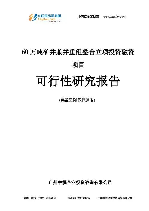 60万吨矿井兼并重组整合融资投资立项项目可行性研究报告(中撰咨询)