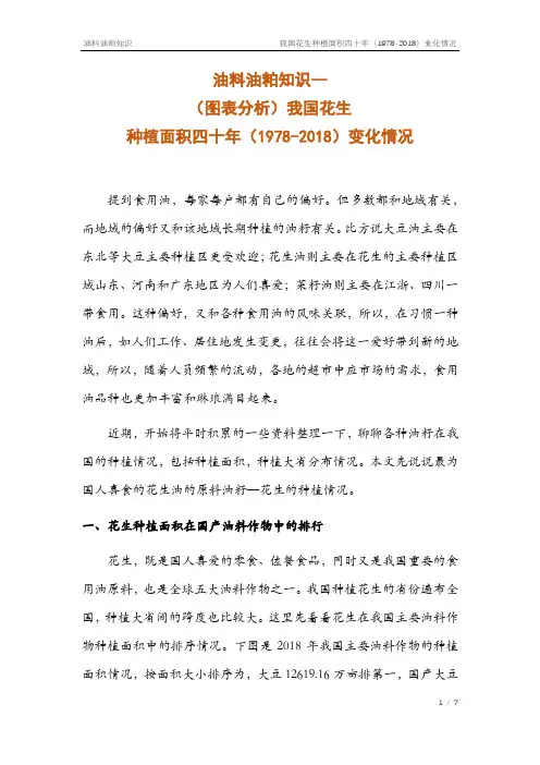 (图表分析)我国花生种植面积四十年(1978-2018)变化情况(油料油粕知识1)
