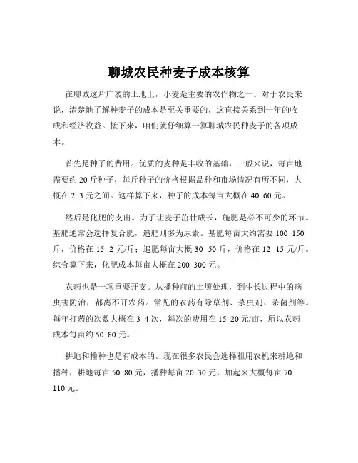 聊城农民种麦子成本核算