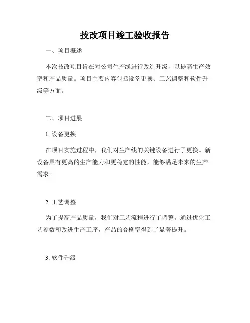 技改项目竣工验收报告
