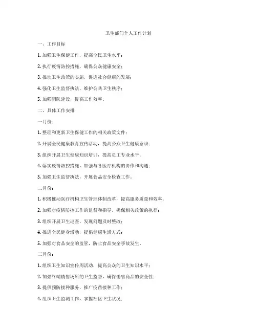 卫生部门个人工作计划