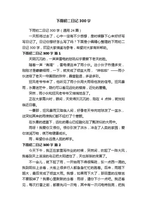 下雨初二日记300字（通用24篇）