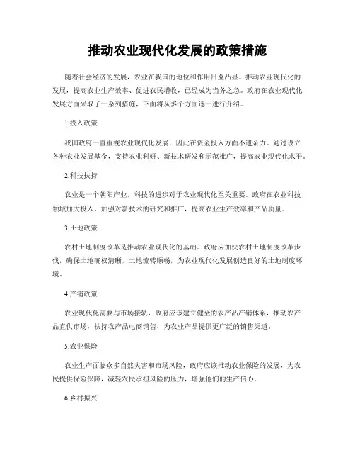 推动农业现代化发展的政策措施
