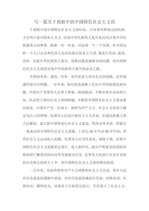 写一篇关于我眼中的中国特色社会主义的时政评论