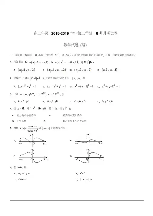 2018-2019学年高二6月月考数学(理)试题含答案