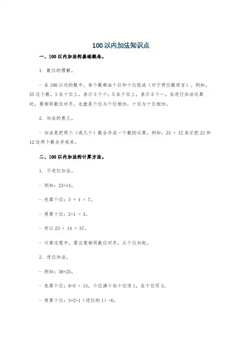 100以内加法知识点