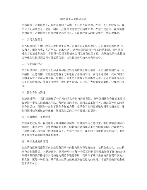 国网员工入职培训心得