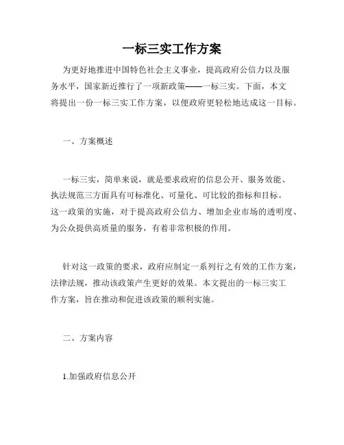 一标三实工作方案