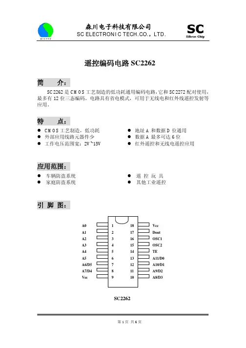 无线遥控发射器SC2262