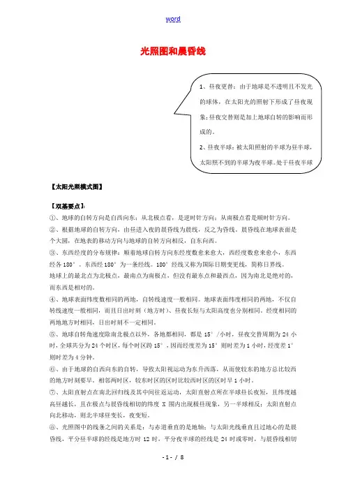 高考地理高频考点五：光照图和晨昏线