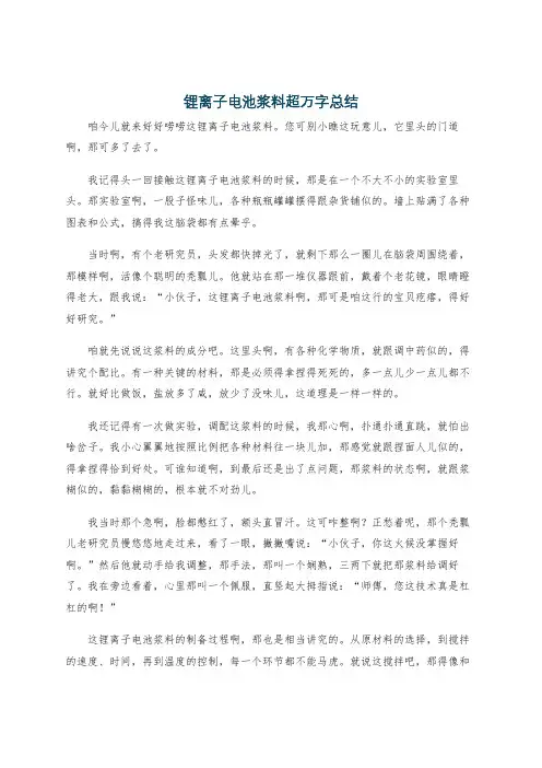 锂离子电池浆料超万字总结