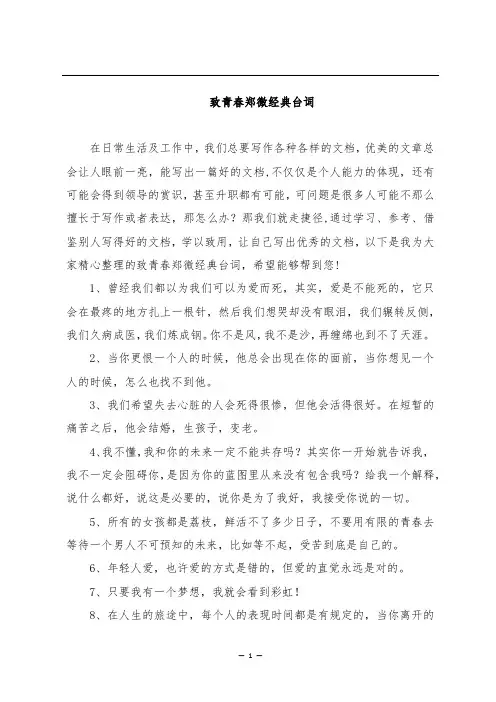 致青春郑微经典台词