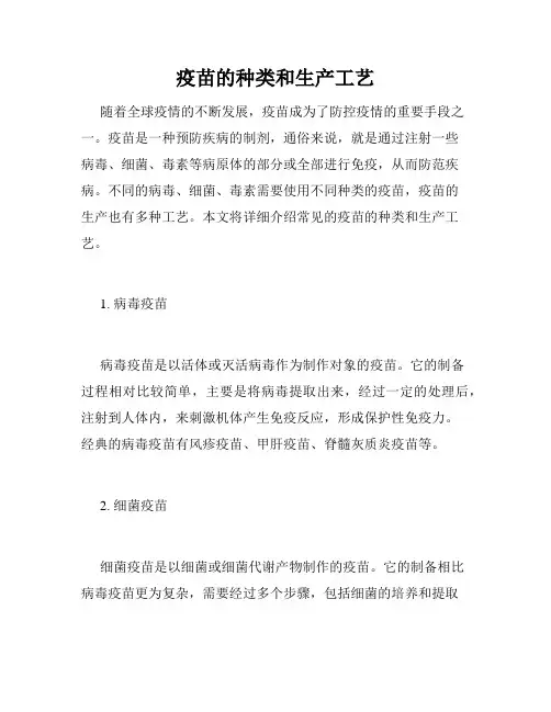 疫苗的种类和生产工艺