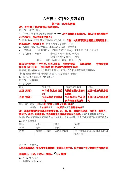科学知识点归纳整理-浙教版科学八年级上册