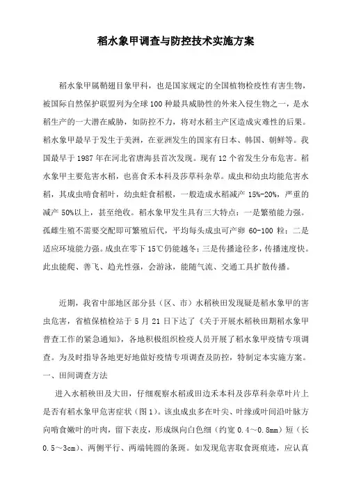 稻水象甲调查与防控技术实施方案
