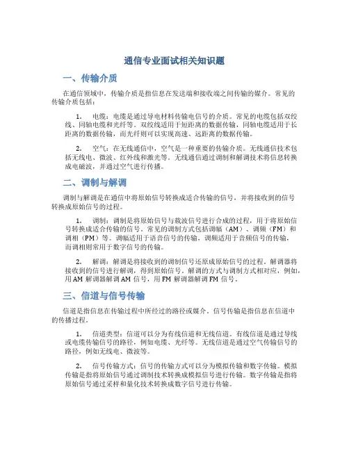 通信专业面试相关知识题
