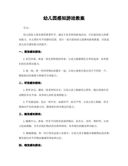 幼儿园感知游戏教案