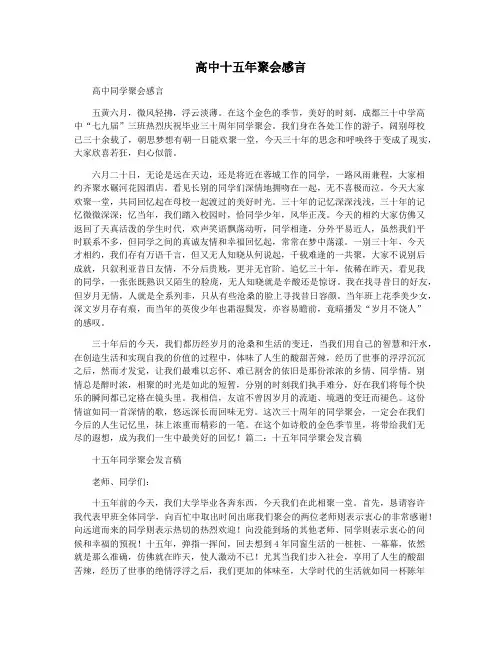 高中十五年聚会感言