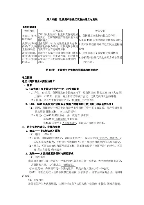 第六专题 美资产阶级代议制的确立与发展