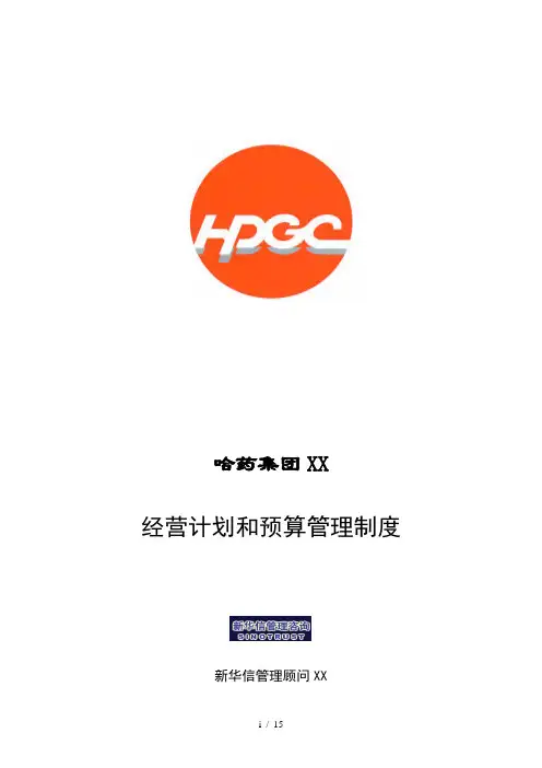 哈药集团-经营计划和预算管理制度final